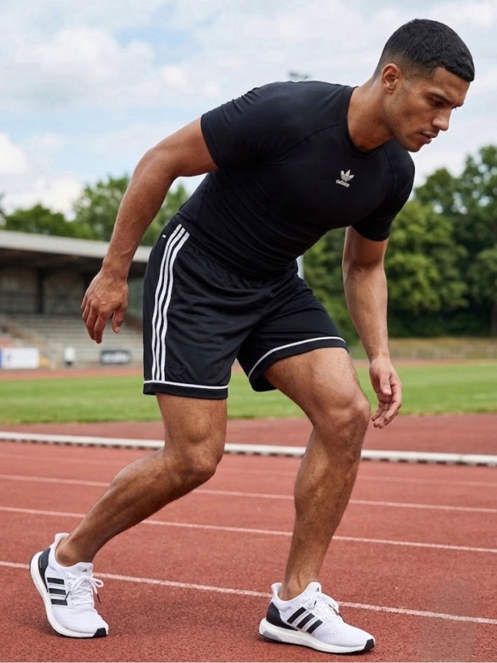 Adidas Classic 3-Stripe Soccer Athletic Shorts - Black/White